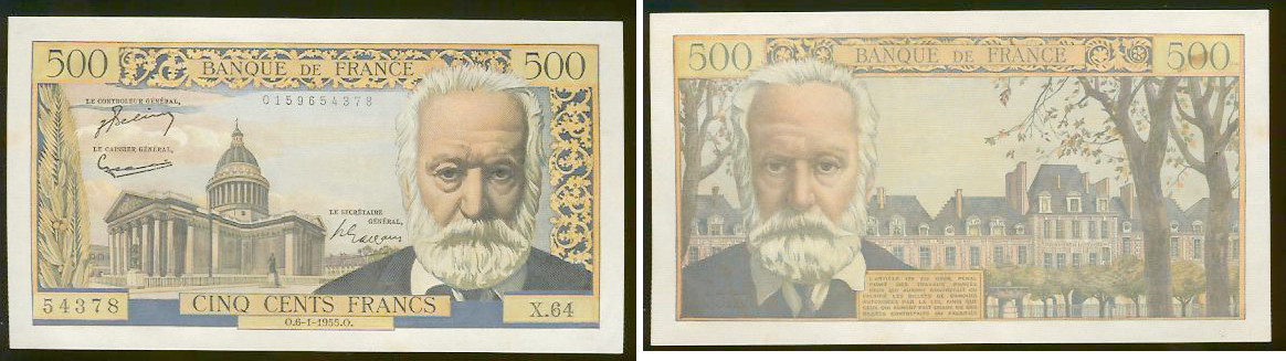 500 francs Victor Hugo 1955 AU